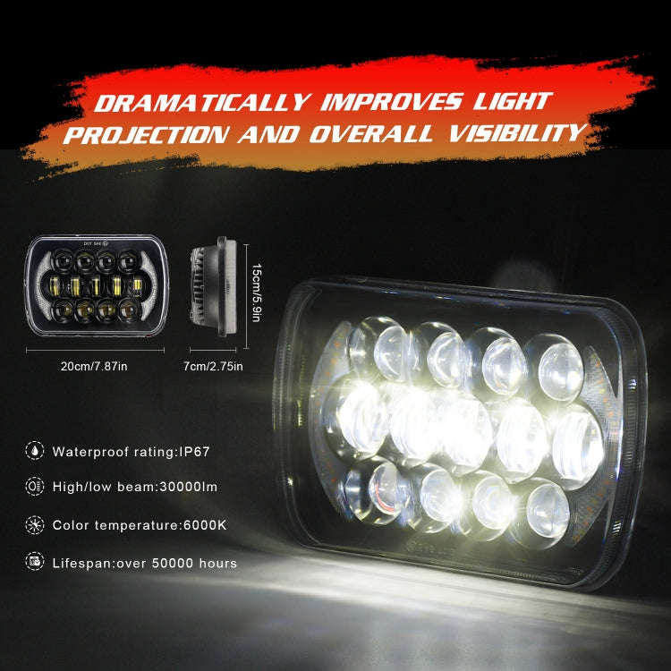 7 inch(5X7)/(7X6) H4 DC 9V-30V 30000LM 300W 8LEDs Car Square Shape LED Headlight Lamps for Jeep W...