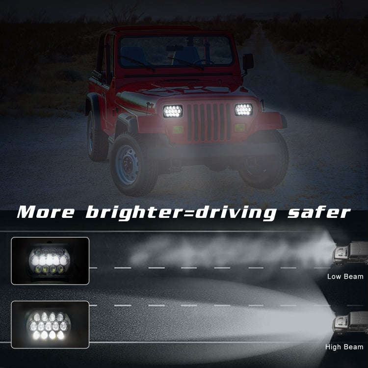 7 inch(5X7)/(7X6) H4 DC 9V-30V 30000LM 300W 8LEDs Car Square Shape LED Headlight Lamps for Jeep W...