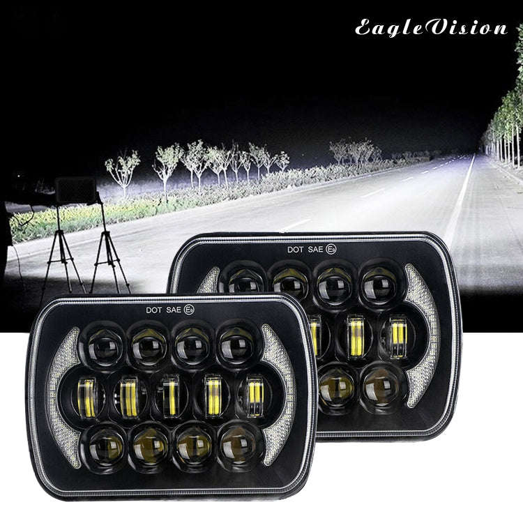 7 inch(5X7)/(7X6) H4 DC 9V-30V 30000LM 300W 8LEDs Car Square Shape LED Headlight Lamps for Jeep W...