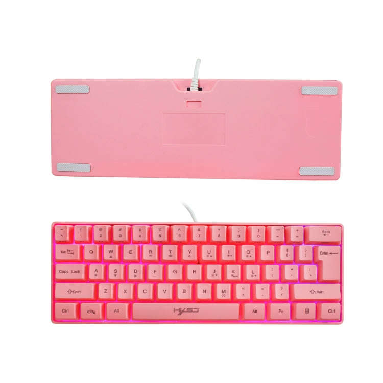 HXSJ V700 61 Keys RGB Lighting Gaming Wired Keyboard (Pink)