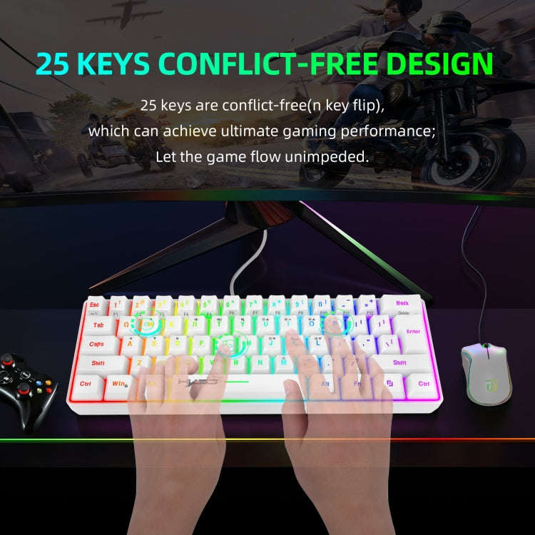 HXSJ V700 61 Keys RGB Lighting Gaming Wired Keyboard (White)