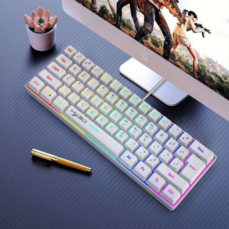 HXSJ V700 61 Keys RGB Lighting Gaming Wired Keyboard (White)