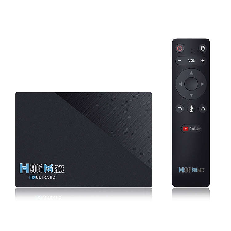 H96 Max 8K Smart TV BOX Android 11.0 Media Player with Remote Control, Quad Core RK3566, RAM: 4GB...