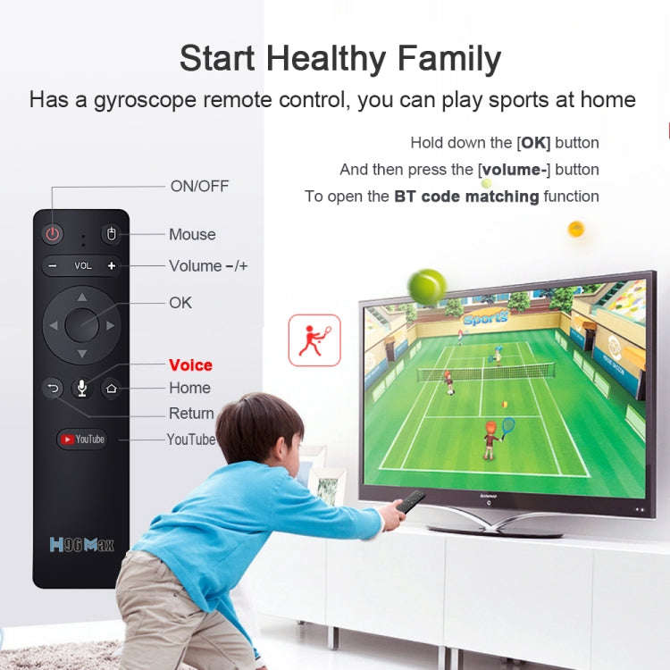 H96 Max 8K Smart TV BOX Android 11.0 Media Player with Remote Control, Quad Core RK3566, RAM: 4GB...