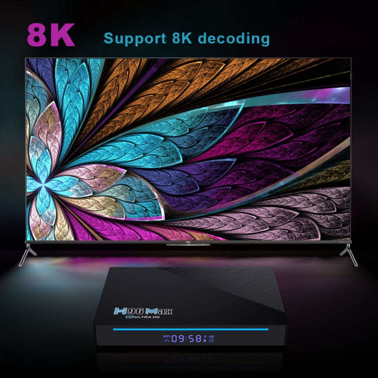 H96 Max 8K Smart TV BOX Android 11.0 Media Player with Remote Control, Quad Core RK3566, RAM: 4GB...