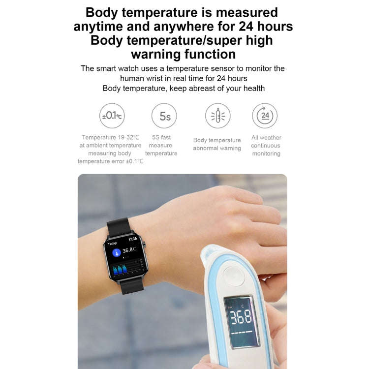 E86 1.7 inch TFT Color Screen IP68 Waterproof Smart Watch, Support Blood Oxygen Monitoring / Body...