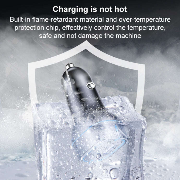 QC USB + USB-C / Type-C Dual Ports Fast Charging Car Charger with Luminous Aperture(White)
