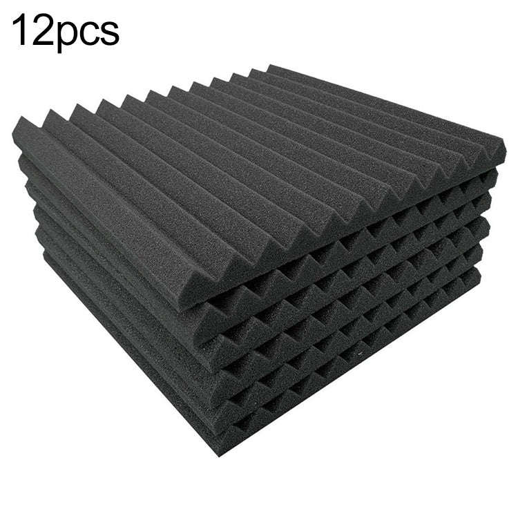 12pcs / Pack 30x30x2.5cm Triangular Groove Style Recording Studio Drum Video Room Sound Insulatio...