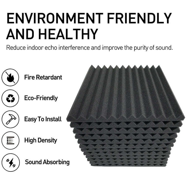 24pcs / Pack 30x30x2.5cm Triangular Groove Style Recording Studio Drum Video Room Sound Insulatio...
