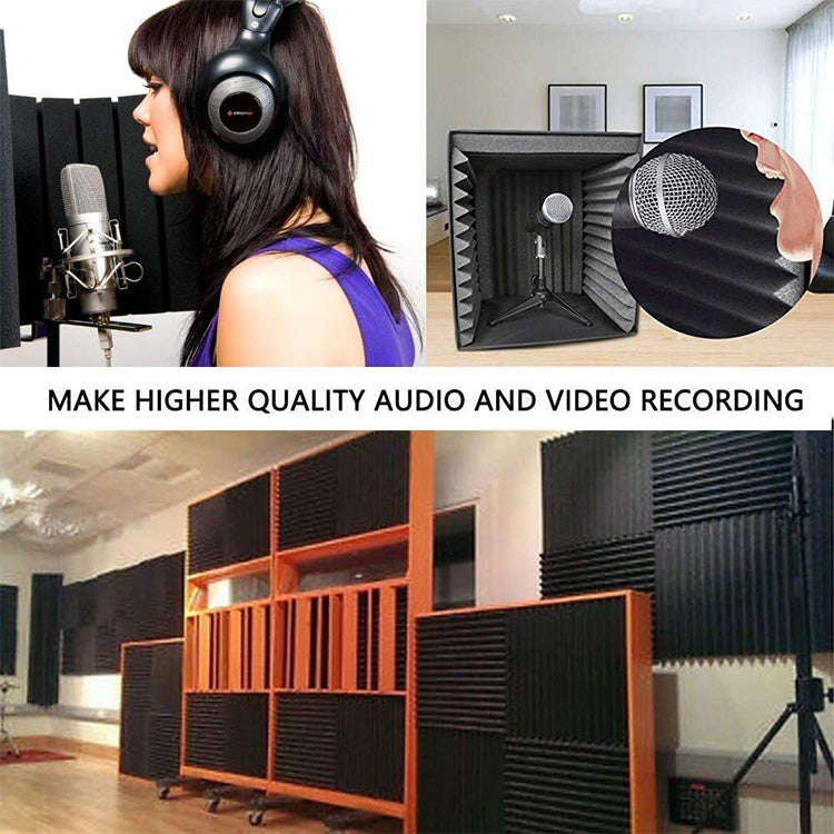 24pcs / Pack 30x30x2.5cm Triangular Groove Style Recording Studio Drum Video Room Sound Insulatio...