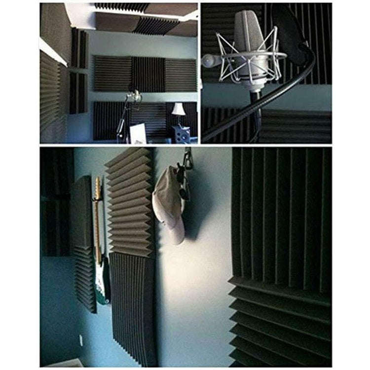 24pcs / Pack 30x30x2.5cm Triangular Groove Style Recording Studio Drum Video Room Sound Insulatio...