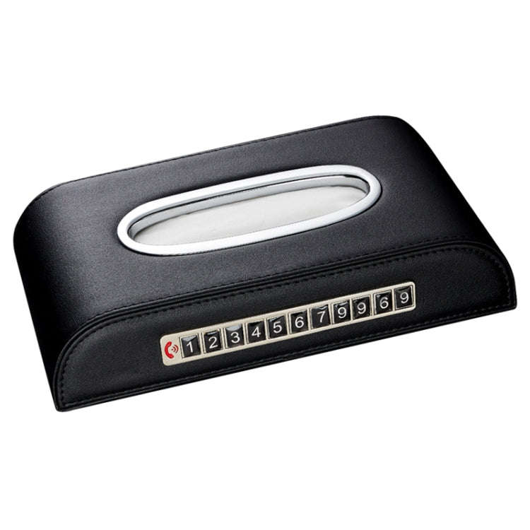 Universal Car Tissue Box with Temporary Parking Phone Number Card(Black)