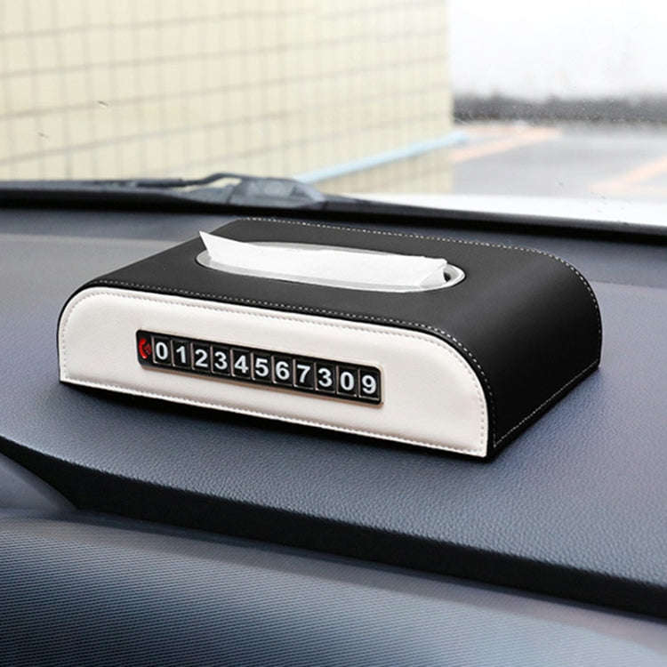 Universal Car Tissue Box with Temporary Parking Phone Number Card(Black)