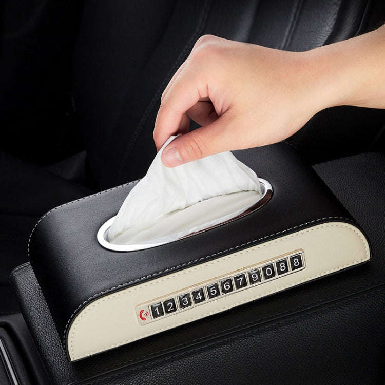 Universal Car Tissue Box with Temporary Parking Phone Number Card(Black)
