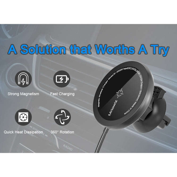 Mriowiz M-2002W 15W 360-degree Rotating MagSafe Magnetic Car Wireless Charger for iPhone 12 Serie...