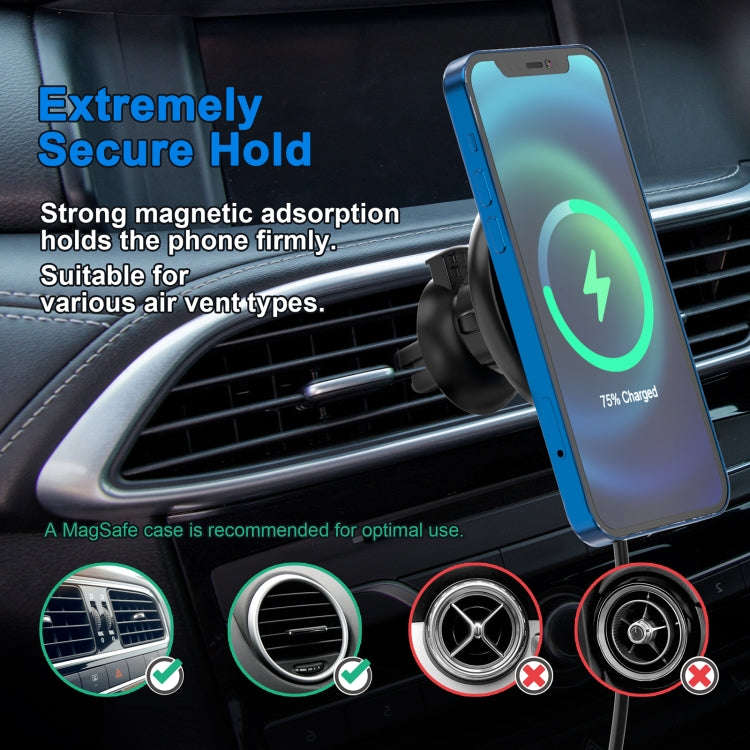 Mriowiz M-2002W 15W 360-degree Rotating MagSafe Magnetic Car Wireless Charger for iPhone 12 Serie...