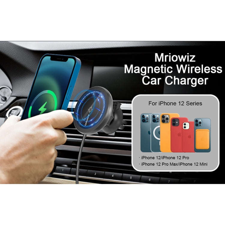 Mriowiz M-2002W 15W 360-degree Rotating MagSafe Magnetic Car Wireless Charger for iPhone 12 Serie...