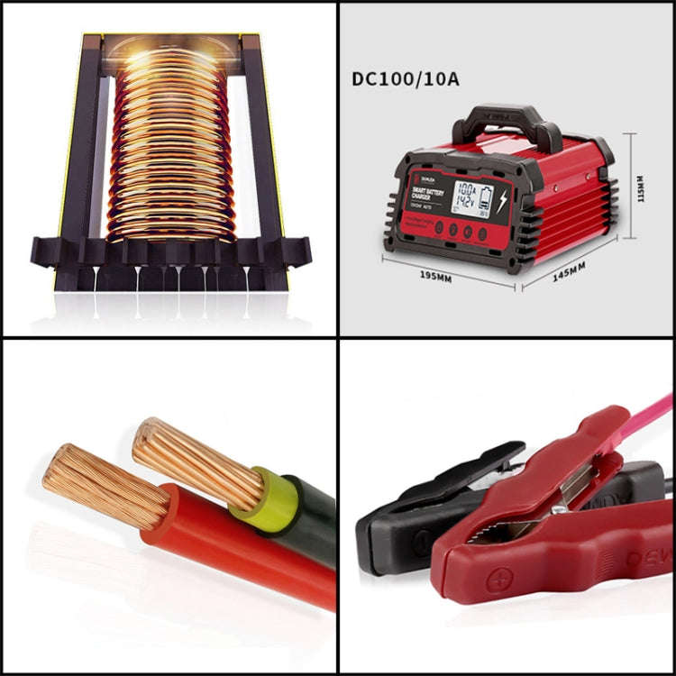 DEMUDA DC100 10A 12V / 24V Car Battery Charger Intelligent Pulse Repair Type Lead-acid Battery, P...
