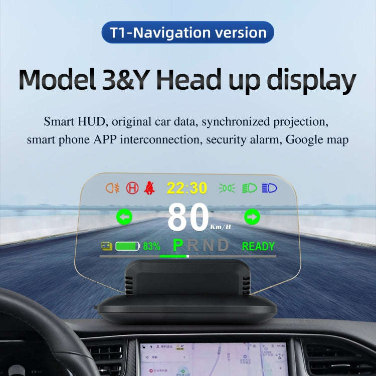 T1 5.1 inch Car HUD Head-up Display Overspeed Alarm / Remaining Battery Percentage Display for Te...
