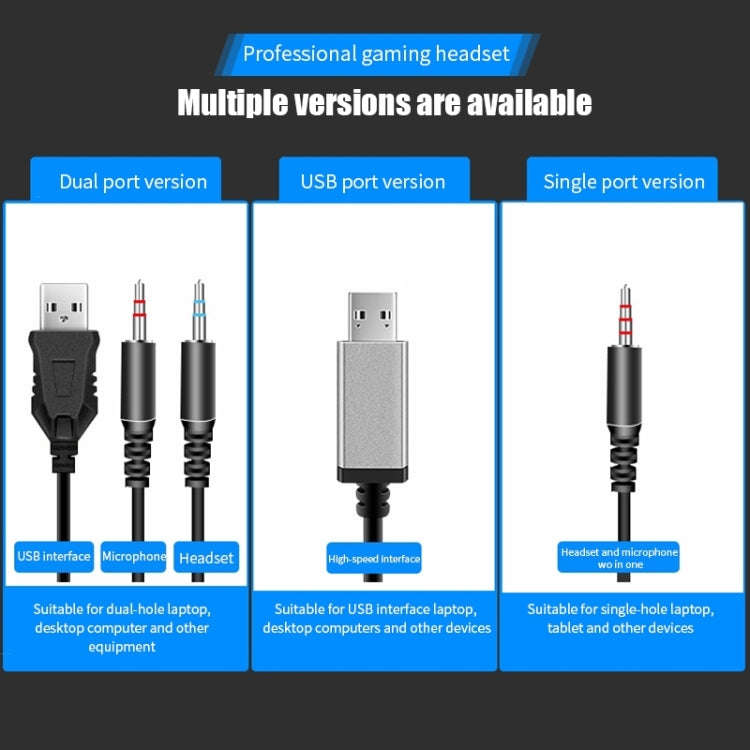 2 PCS G58 Head-Mounted Gaming Wired Headset with Microphone, Cable Length: about 2m, Color:Black ...