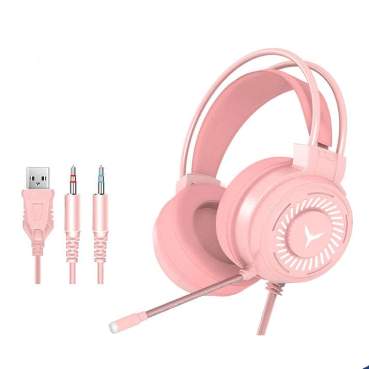 2 PCS G58 Head-Mounted Gaming Wired Headset with Microphone, Cable Length: about 2m, Color:Pink C...