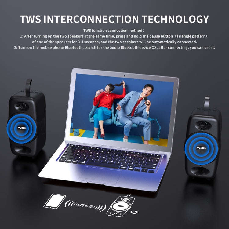 HXSJ Q8 Bluetooth 5.0 Multi-function Wireless Bluetooth Speaker Audio, Support Handsfree Calling ...