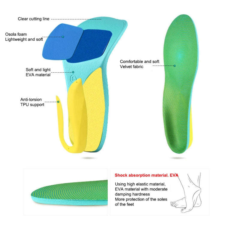1 Pair 070 Sports Lightweight Shockproof Arch Of Foot Support Full Insole Shoe-pad, Size:M (245-2...