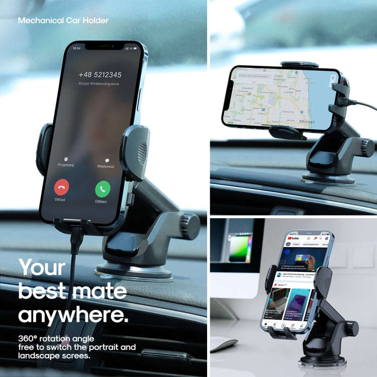 JOYROOM JR-ZS259 360-degree Rotating Stretching Mechanical Dashboard Car Holder for 4.7-6.9 inch ...