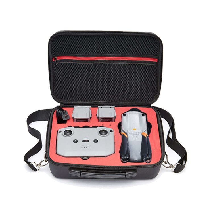 Portable Single Shoulder Storage Travel Carrying PU Cover Case Box for DJI Air 2S(Black + Red Liner)
