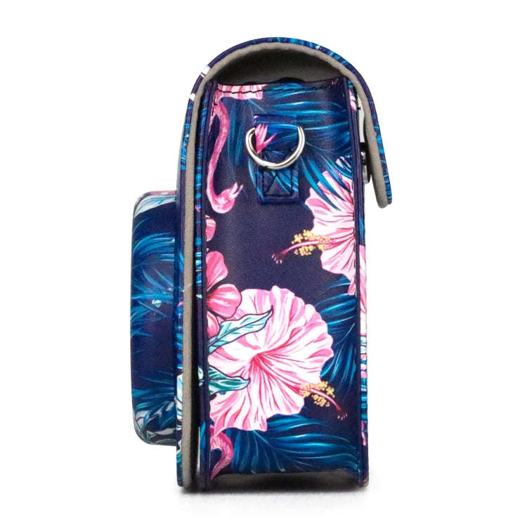 Flamingo Pattern Camera Bag with Shoulder Strap for Fujifilm Instax mini 11(Black Background)