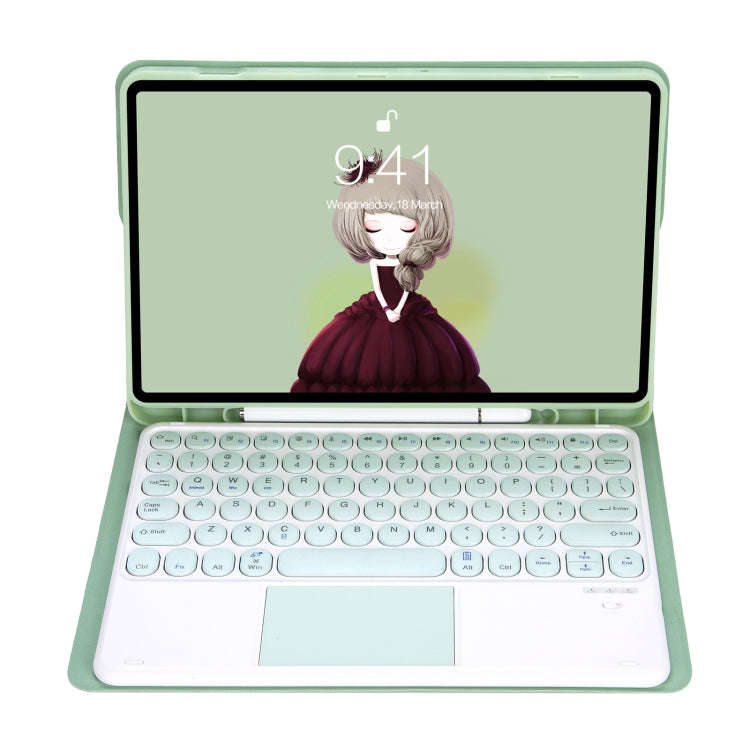 YT11B-A Detachable Candy Color Skin Feel Texture Round Keycap Bluetooth Keyboard Leather Case wit...