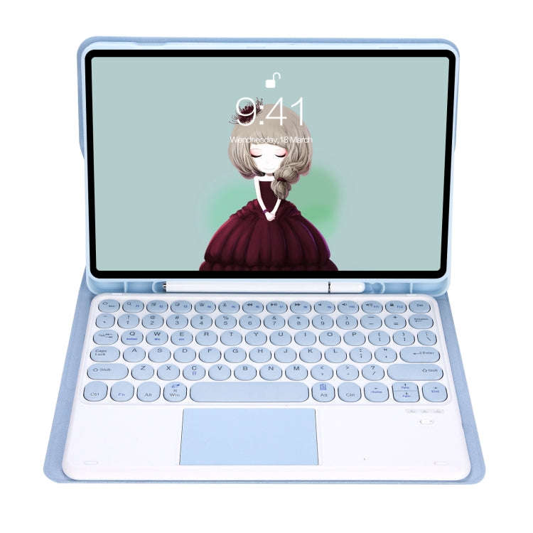 YT102B-A Detachable Candy Color Skin Feel Texture Round Keycap Bluetooth Keyboard Leather Case wi...