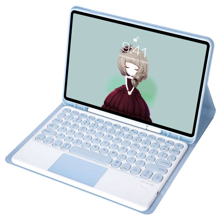 YT102B-A Detachable Candy Color Skin Feel Texture Round Keycap Bluetooth Keyboard Leather Case wi...