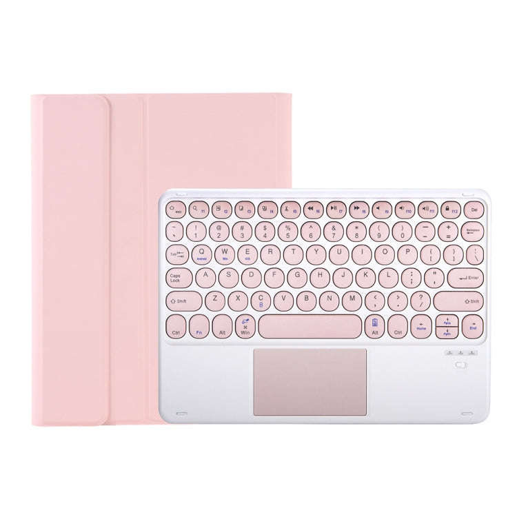 YT07B-A Detachable Candy Color Skin Feel Texture Round Keycap Bluetooth Keyboard Leather Case wit...