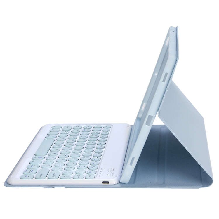 YT098B Detachable Candy Color Skin Feel Texture Round Keycap Bluetooth Keyboard Leather Case For ...