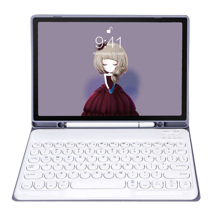 YT098B Detachable Candy Color Skin Feel Texture Round Keycap Bluetooth Keyboard Leather Case For ...