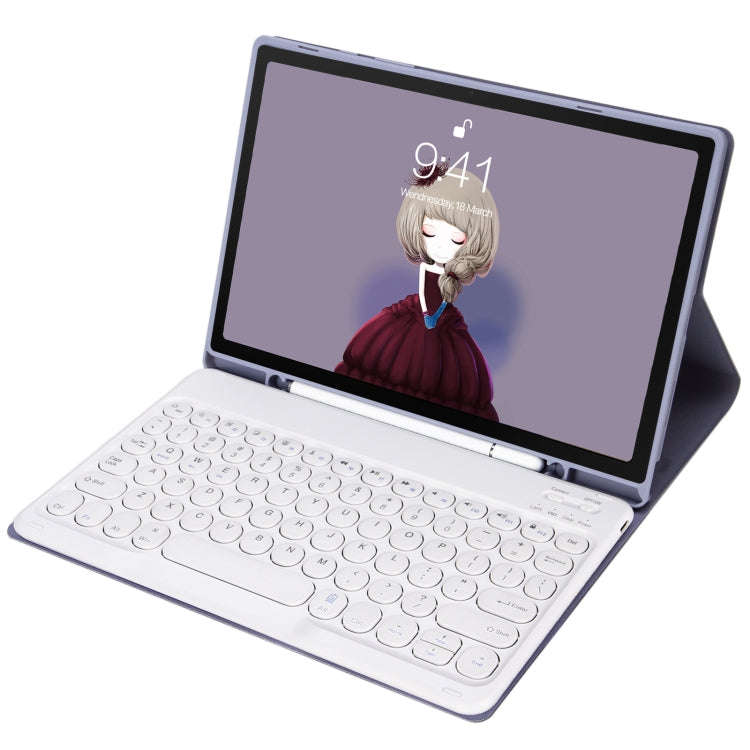 YT098B Detachable Candy Color Skin Feel Texture Round Keycap Bluetooth Keyboard Leather Case For ...