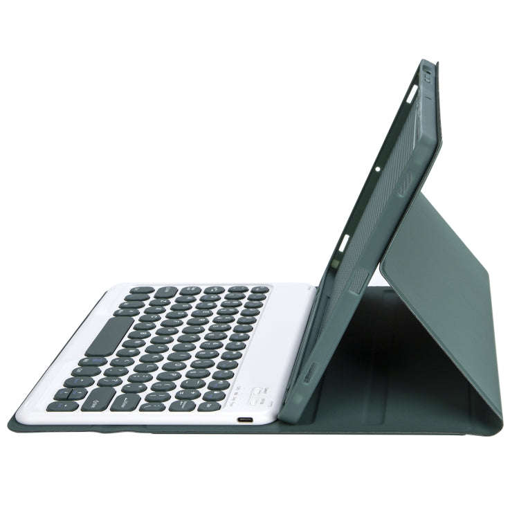 YT11B Detachable Candy Color Skin Feel Texture Round Keycap Bluetooth Keyboard Leather Case For i...