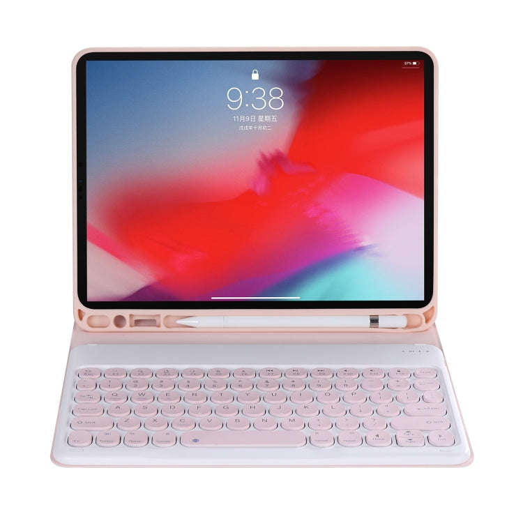 YT102B Detachable Candy Color Skin Feel Texture Round Keycap Bluetooth Keyboard Leather Case For ...