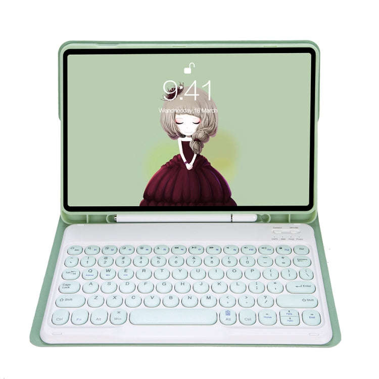 YT102B Detachable Candy Color Skin Feel Texture Round Keycap Bluetooth Keyboard Leather Case For ...