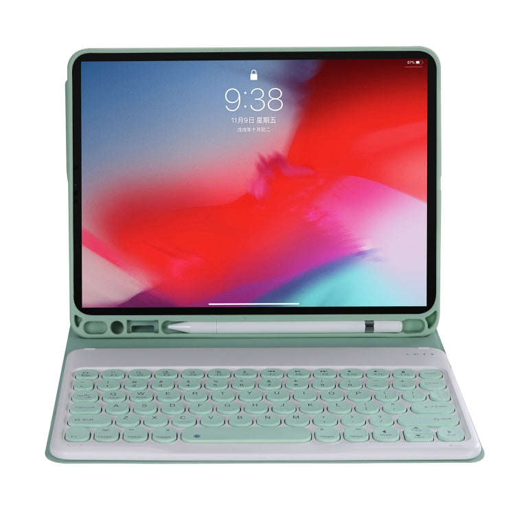YT102B Detachable Candy Color Skin Feel Texture Round Keycap Bluetooth Keyboard Leather Case For ...