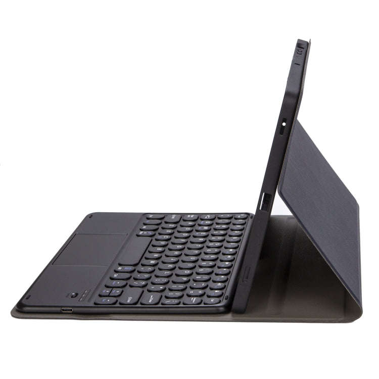 YA098B-A Detachable Lambskin Texture Round Keycap Bluetooth Keyboard Leather Tablet Case with Tou...