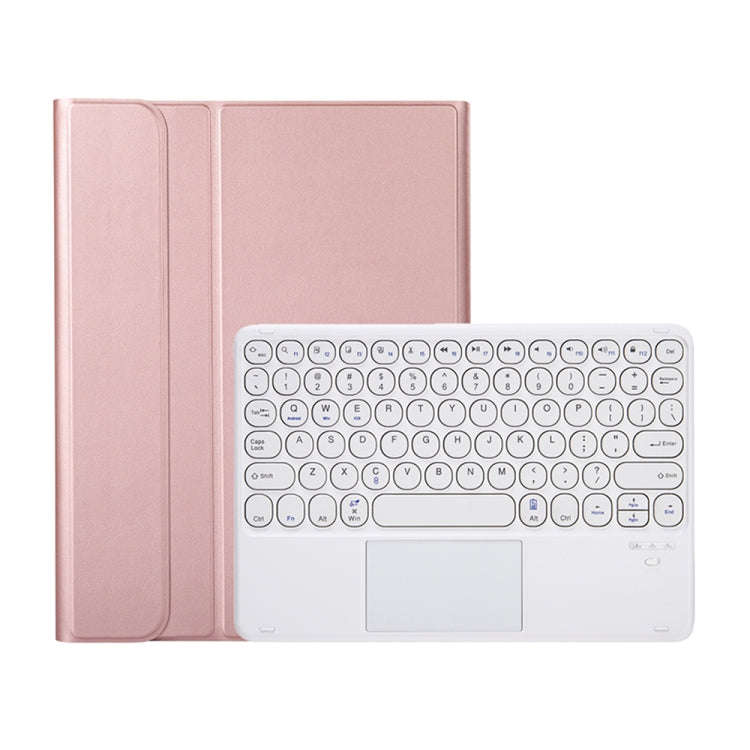 YA098B-A Detachable Lambskin Texture Round Keycap Bluetooth Keyboard Leather Tablet Case with Tou...