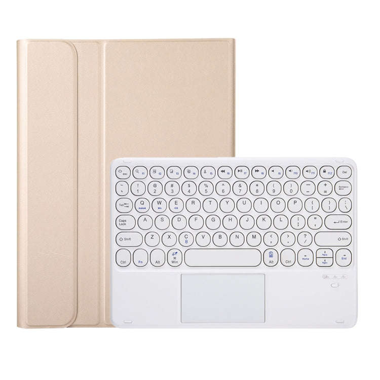 YA102B-A Detachable Lambskin Texture Round Keycap Bluetooth Keyboard Leather Tablet Case with Tou...