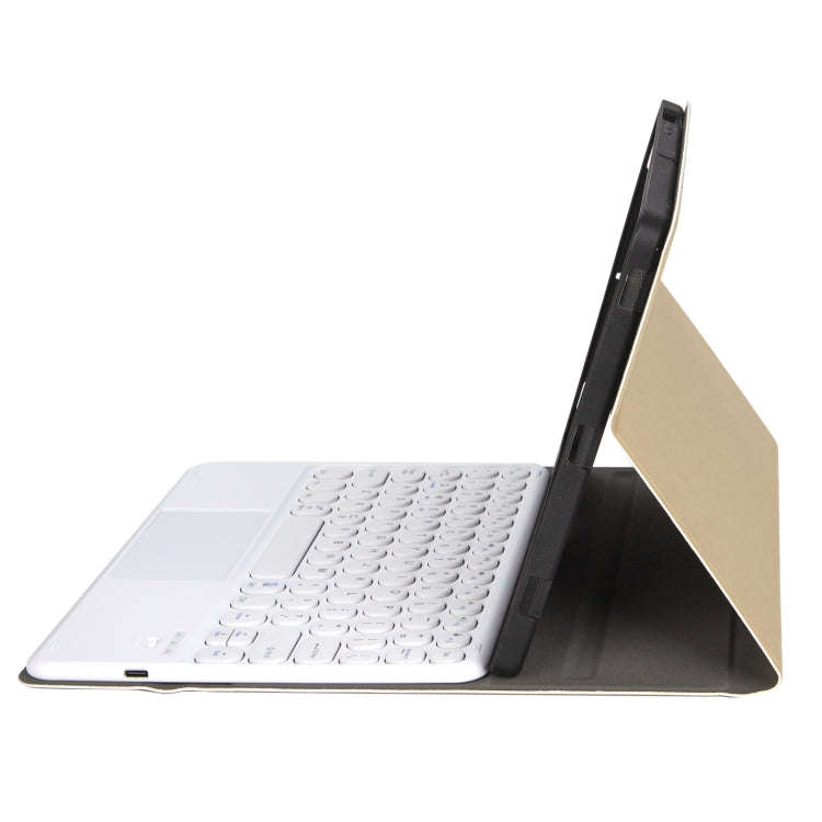 YA102B-A Detachable Lambskin Texture Round Keycap Bluetooth Keyboard Leather Tablet Case with Tou...