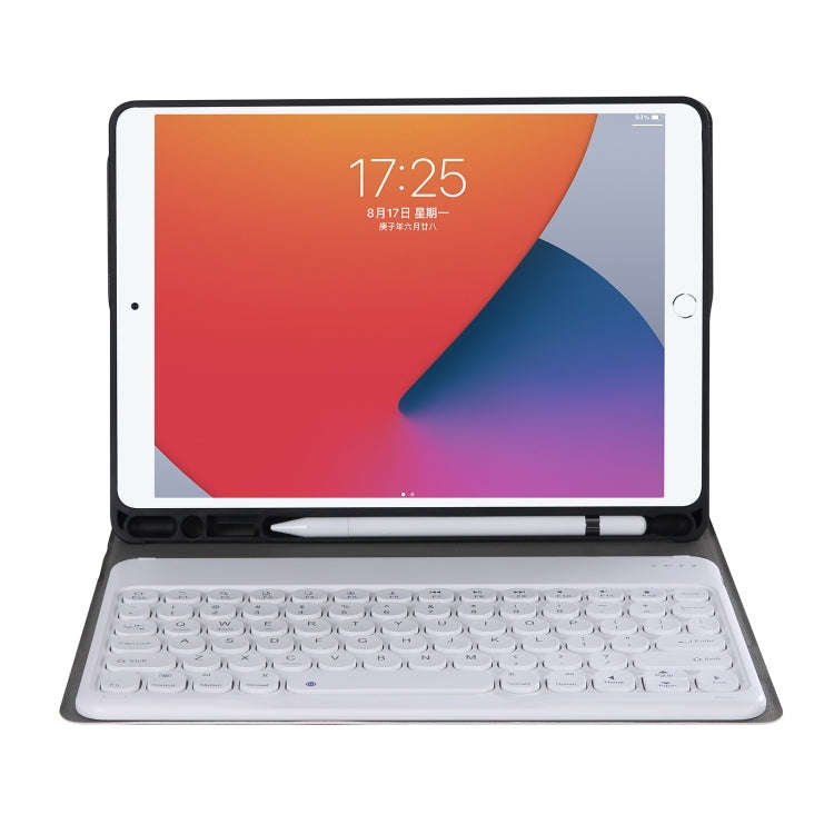 YA098B Detachable Lambskin Texture Round Keycap Bluetooth Keyboard Leather Tablet Case with Pen S...