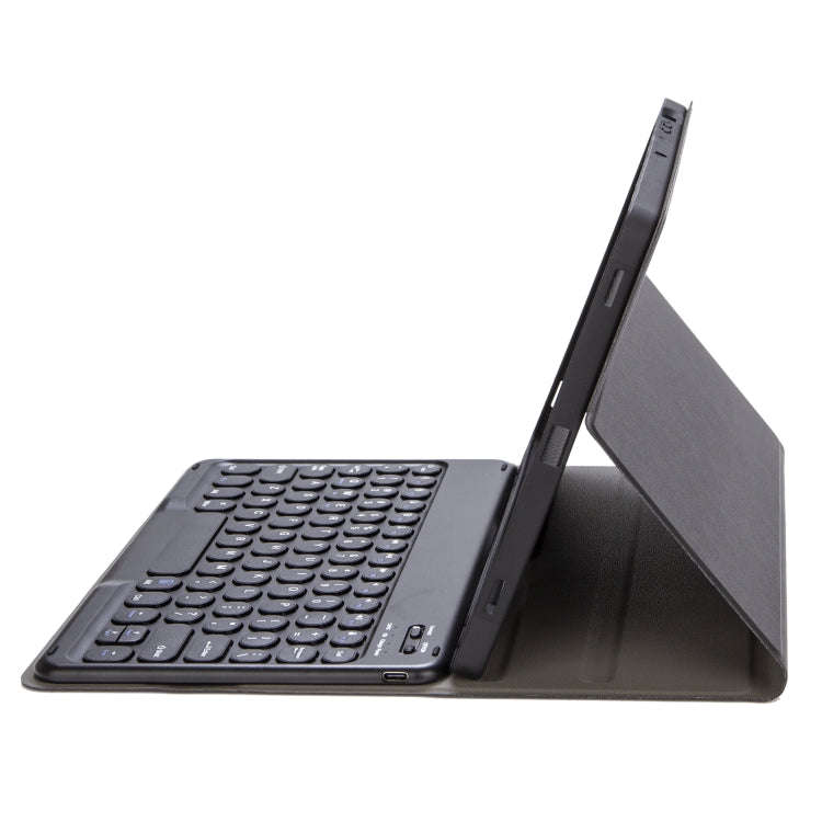 YA102B Detachable Lambskin Texture Round Keycap Bluetooth Keyboard Leather Tablet Case with Pen S...