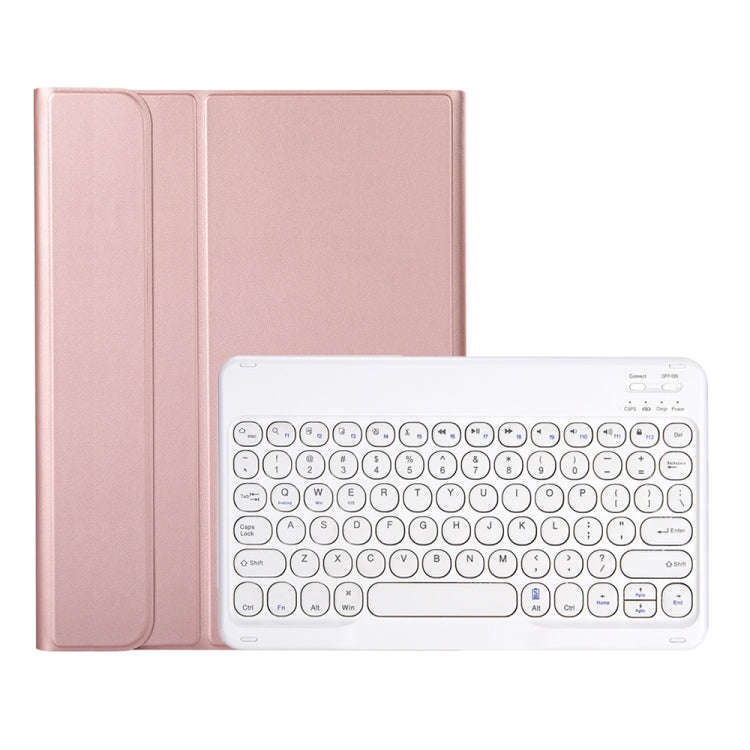 YA102B Detachable Lambskin Texture Round Keycap Bluetooth Keyboard Leather Tablet Case with Pen S...