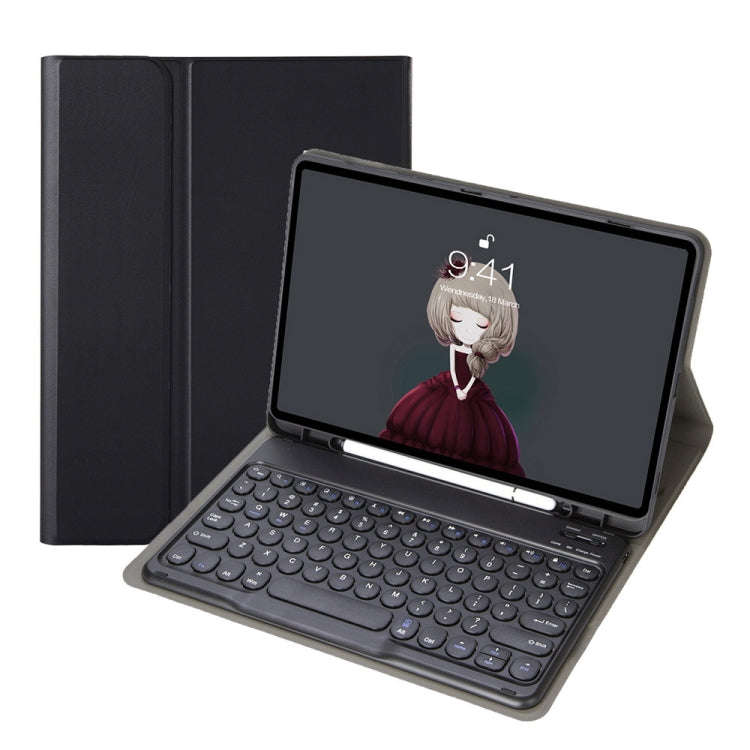 YA610B Detachable Lambskin Texture Round Keycap Bluetooth Keyboard Leather Tablet Case with Pen S...