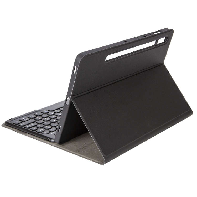 YA610B Detachable Lambskin Texture Round Keycap Bluetooth Keyboard Leather Tablet Case with Pen S...